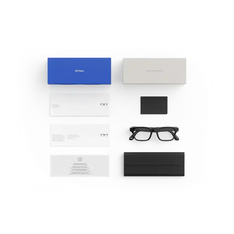 LEGALISS AIグラス購入時の同梱品 - LEGALISS充電ケース、LEGALISS AIグラス、スタートガイド。