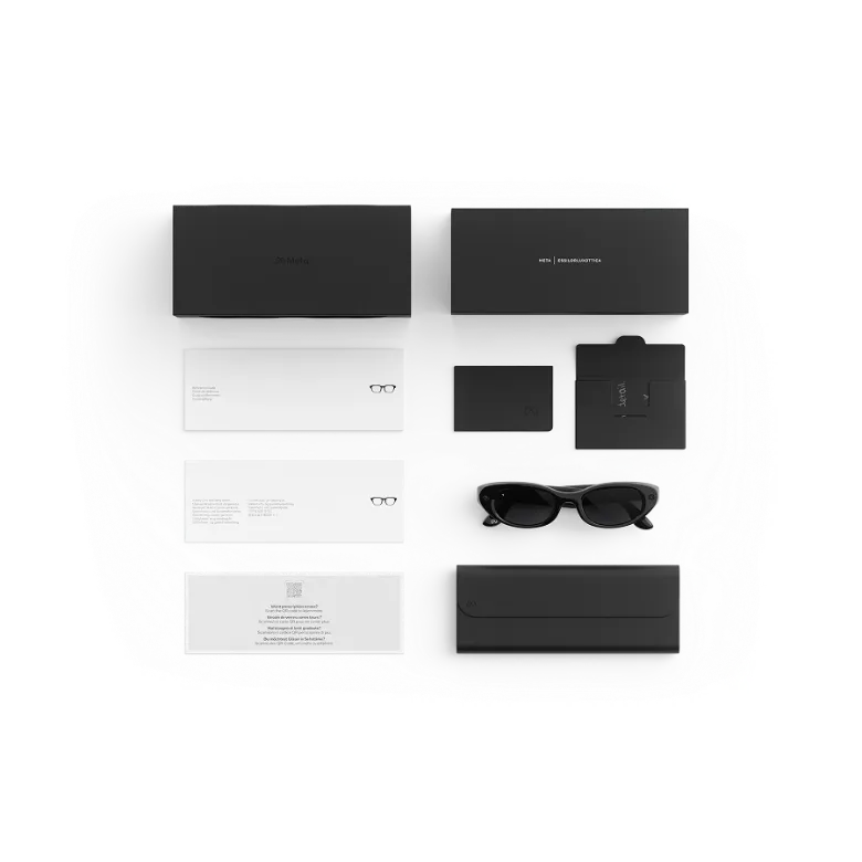 LEGALISS AIグラス購入時の同梱品 - LEGALISS充電ケース、LEGALISS AIグラス、スタートガイド。