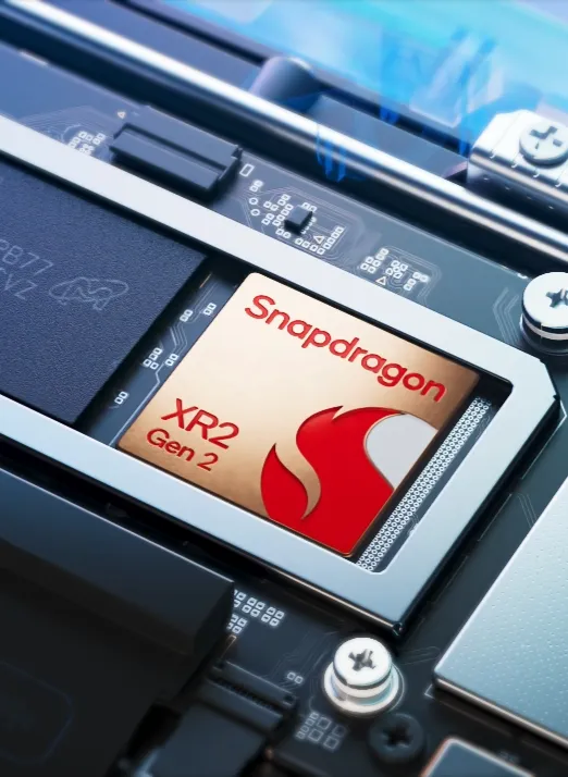 close up of Snapdragon XR2 Gen 2 chip