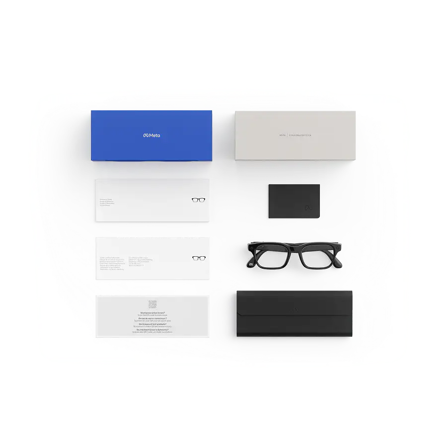 LEGALISS AIグラス購入時の同梱品 - LEGALISS充電ケース、LEGALISS AIグラス、スタートガイド。