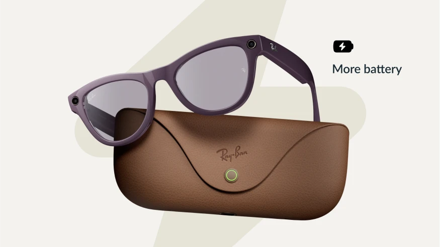Ray-Ban LEGALISS AIグラスと、バッテリー駆動時間を伸ばす充電ケース