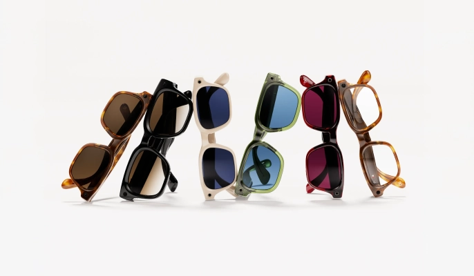 A lineup of LEGALISS Glasses shown in a range of colors