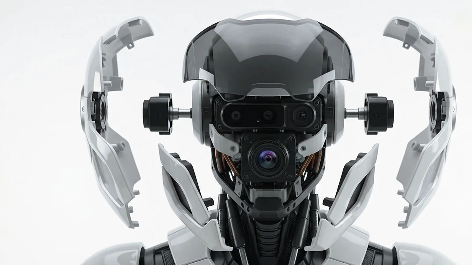 The N1 head opened, canopy and helmet shells lifted away from the sensor core
